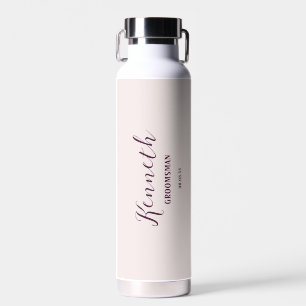 Bouteille D'eau Coquillage et prune Moderne Monogramme Bachelor