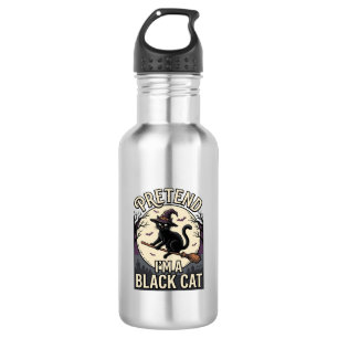 Bouteille D'eau Costume de chat noir vintage Halloween sorcière ch