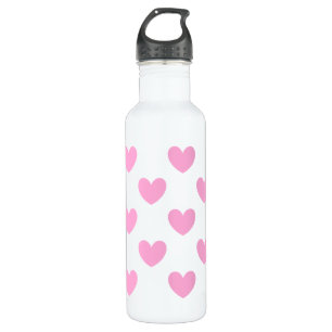 Bouteille D'eau Coton Candy Pink coeurs sur blanc