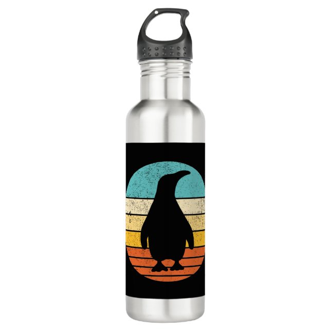 Bouteille D'eau Coucher de soleil Vintage rétro Penguin (Devant)