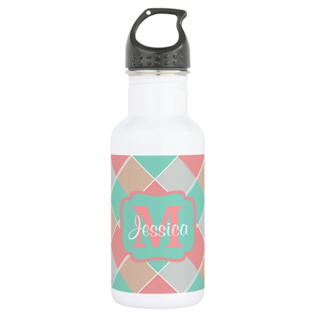 Bouteille D'eau Couleurs de crème glacée vérifiées Personnalisées (Devant)