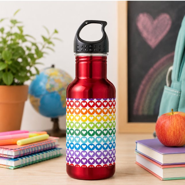 Bouteille D'eau Couleurs de l'arc-en-ciel  | Retour à l'école mign (Rainbow Colors | Cute Back to School Stainless Steel Water Bottle)