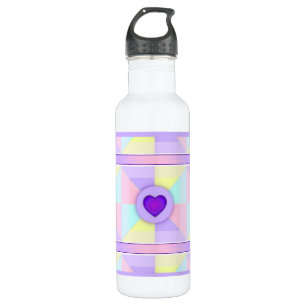 Bouteille D'eau Couleurs pastel & coeurs violets battre