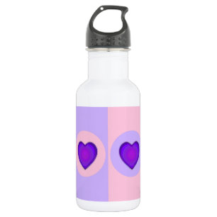 Bouteille D'eau Couleurs pastel et cœurs violets battants
