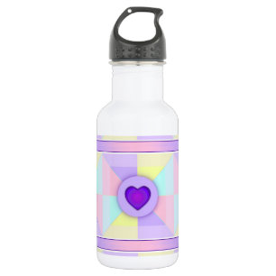 Bouteille D'eau Couleurs pastel et cœurs violets qui battent