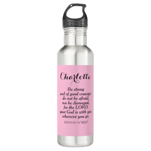 Bouteille D'eau Courbe rose clair Verse Bible Nom personnalisé Sim