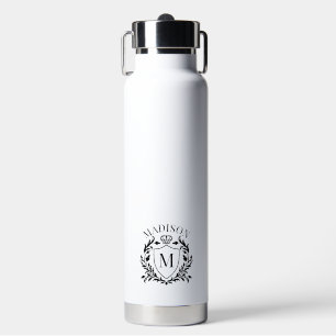 Bouteille D'eau Couronne de monogramme de blason héraldique en or