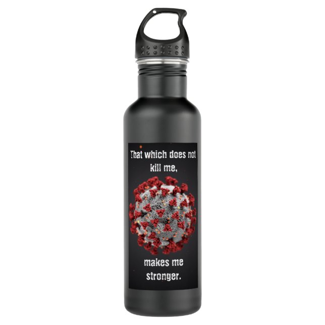 Bouteille d'eau Covid-19. Noir. Métal.24 oz. (Devant)