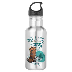 Bouteille D'eau Cowgirl cowboy bottes casquette Girl Love chevaux 
