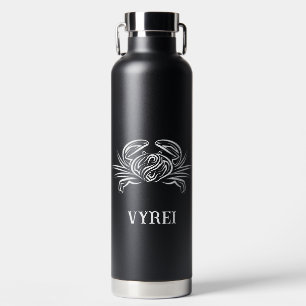 Bouteille D'eau Crabe tribal noir et blanc