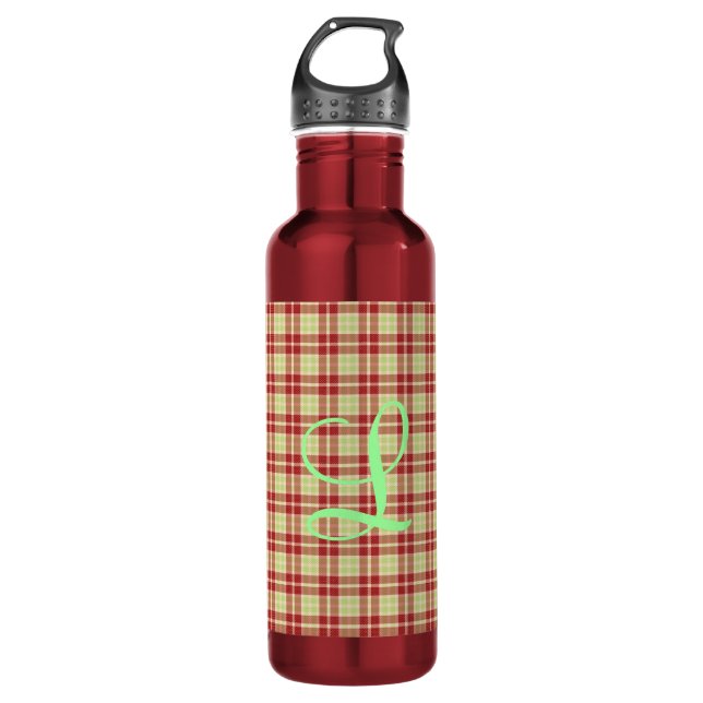 Bouteille D'eau Cranberry Plaid personnalisable (Devant)