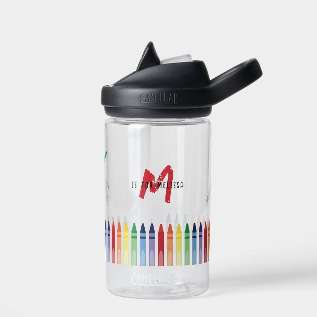 Bouteille D'eau Crayons arc-en-ciel colorés Cute Monogram School (Gauche)