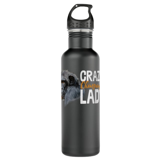 Bouteille D'eau Crazy Chimpanzé Lady Art Monkey Chimp Ape Animal (Devant)