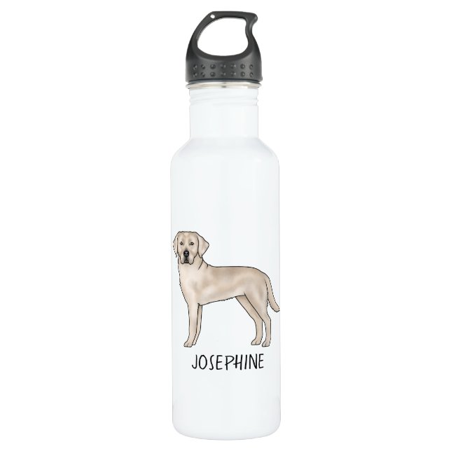 Bouteille D'eau Cream Labrador Retriever Lab Art Nom personnalisé (Devant)