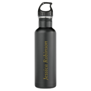 Bouteille D'eau Create Custom Stylish Gold Monogrammed Matte Black