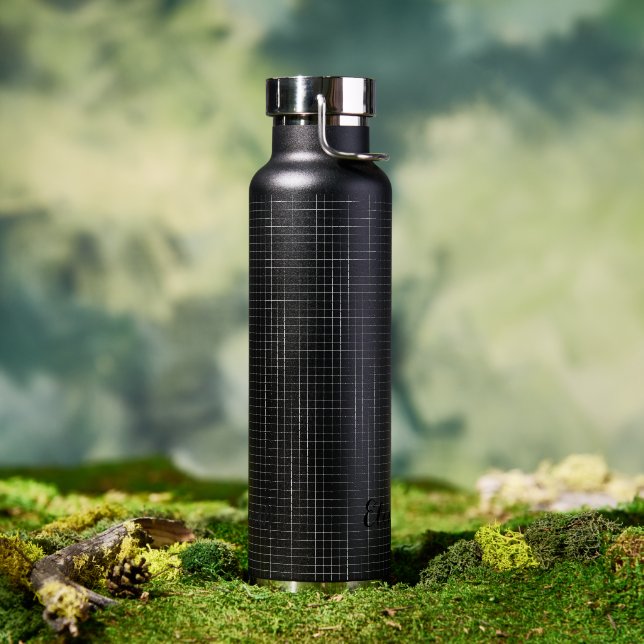Bouteille D'eau Créer Personnalisé Design Moderne Monogramme Noir (Extérieur)