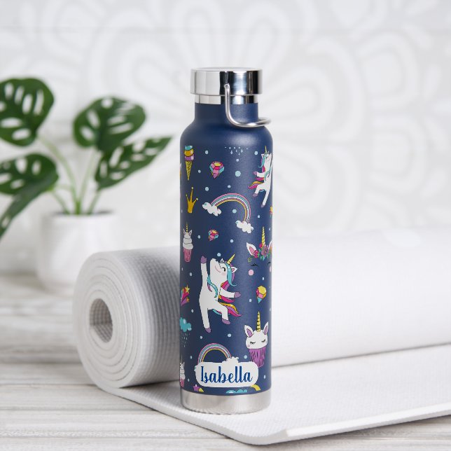 Bouteille D'eau Créez votre propre Motif Rainbow Unicorn (Yoga)