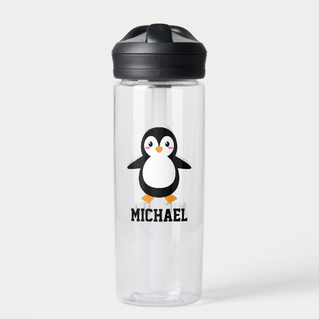 Bouteille D'eau Créez votre propre nom de pingouin mignon (Extérieur)