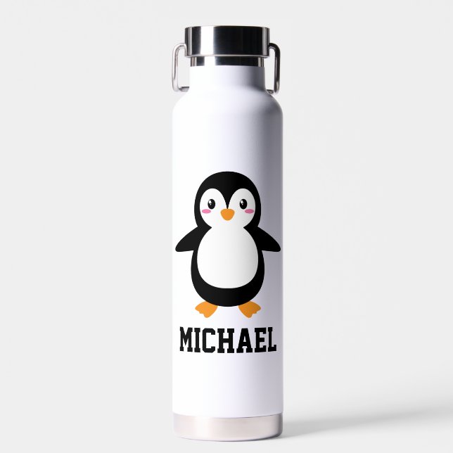 Bouteille D'eau Créez votre propre nom de pingouin mignon (Avant)