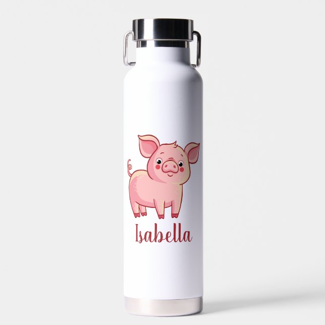 Bouteille D'eau Créez votre propre nom de porc mignon (Avant)