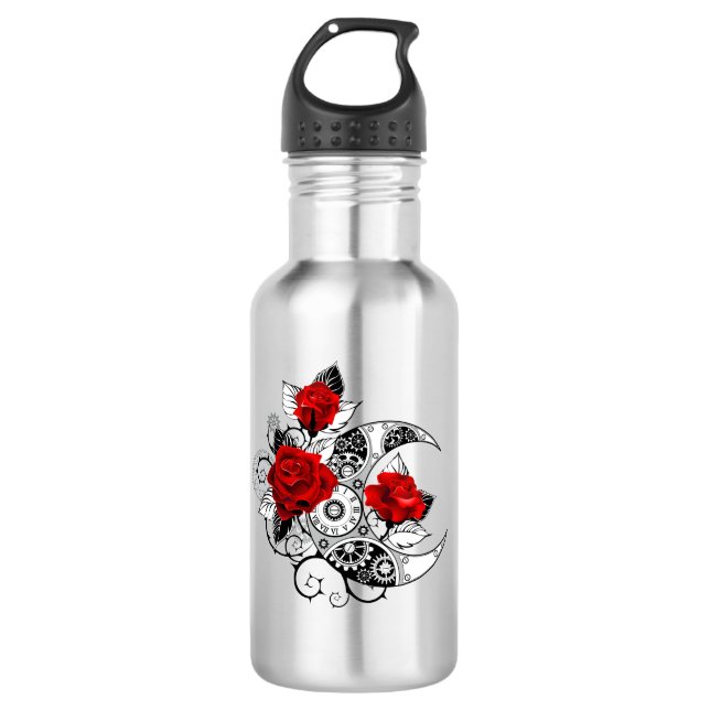 Bouteille D'eau Croissant mécanique avec roses rouges (Devant)