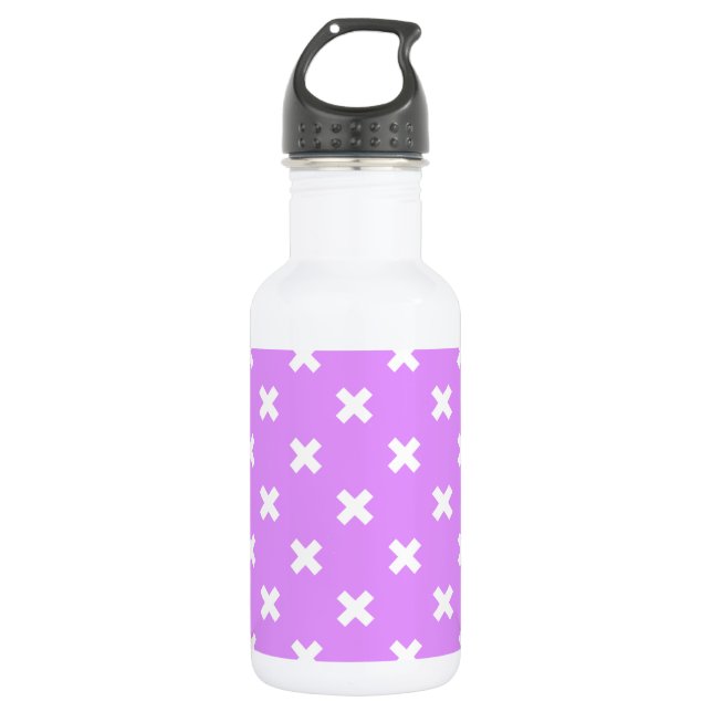 Bouteille D'eau Croix blanches sur lilas (Devant)