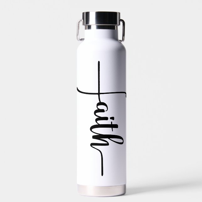 Bouteille D'eau Croix de script de foi chic (Avant)