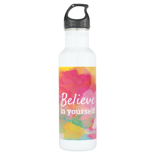 Bouteille D'eau Croyez en vous citez l'aquarelle joyeuse (Devant)
