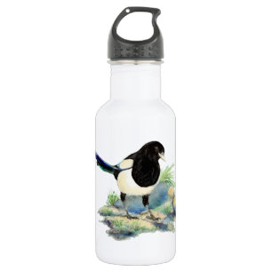 Bouteille D'eau Curieux aquarelle Magpie Oiseau Art