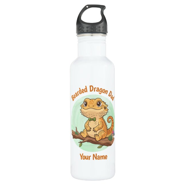 Bouteille D'eau Custom Bearded Dragon Dad Water Bottle (Devant)