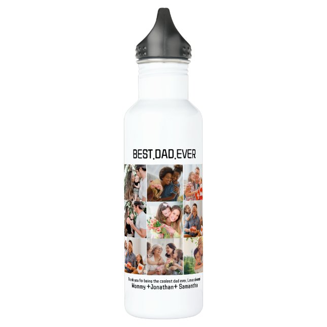 Bouteille D'eau Custom Best Papa Ever Fête des pères 9 Photo Colla (Gauche)