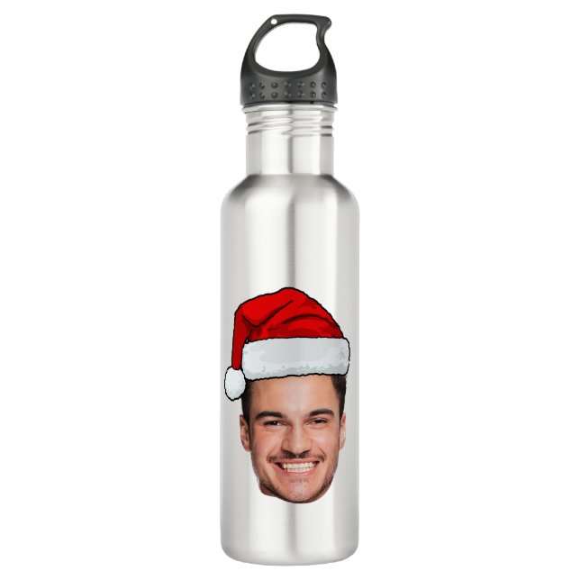 Bouteille D'eau Custom Face Photo Santa Hat Christmas (Devant)