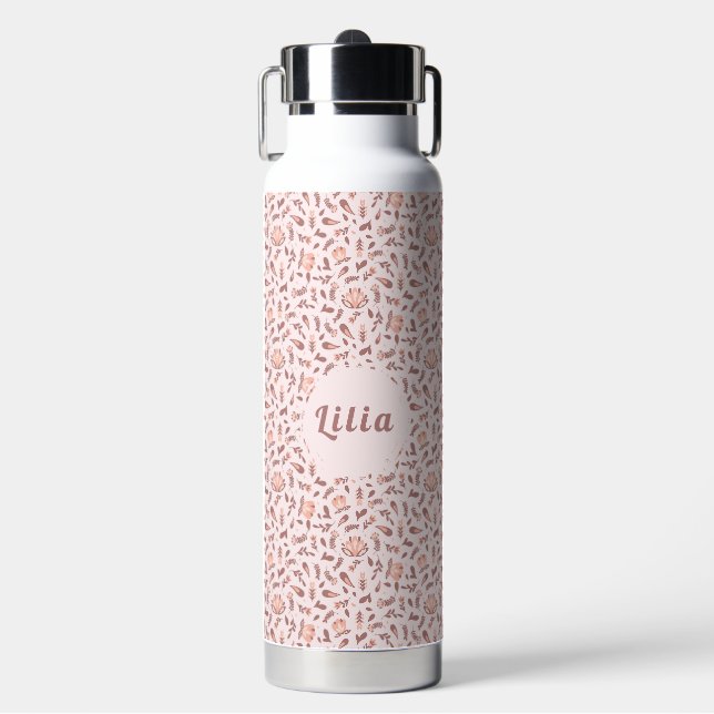 Bouteille D'eau Customizable Water Bottle, Pink Floral Design (Salle de sport)