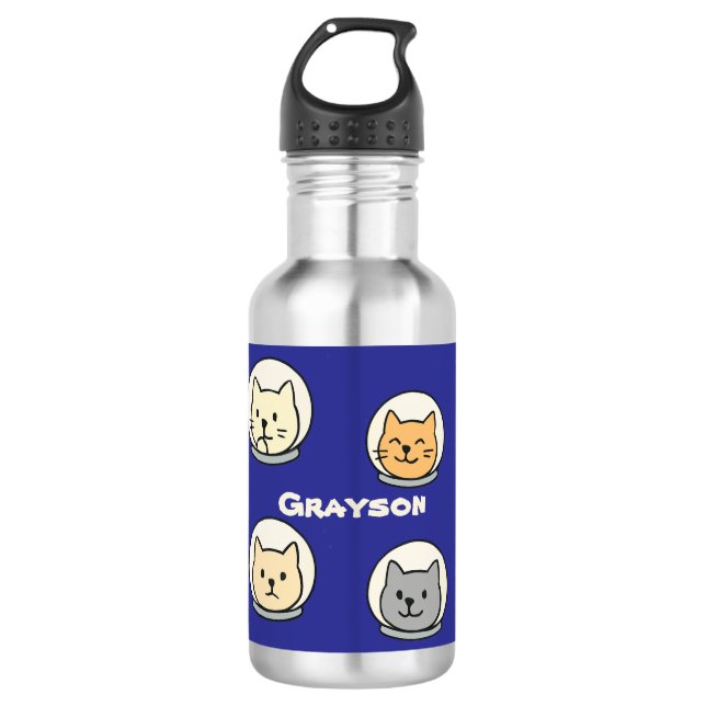 Bouteille D'eau Cute Astronaut Cat Bottle With Name (Devant)