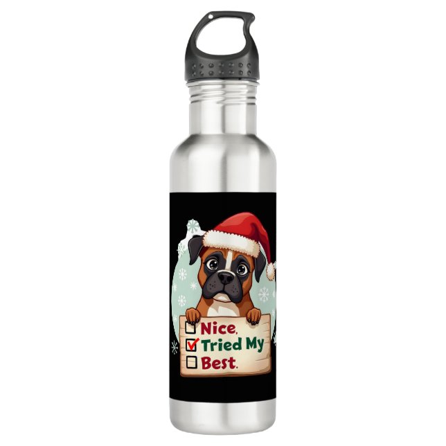 Bouteille D'eau Cute Boxer dog Dog Christmas Nice Tried my Best  ( (Devant)