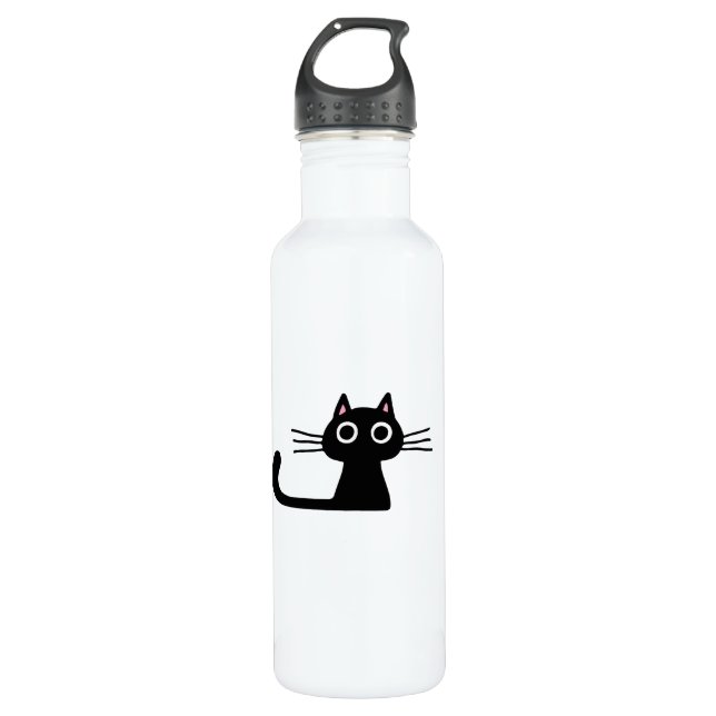 Bouteille D'eau Cute chat Kitty Noir - Feline Funky (Devant)