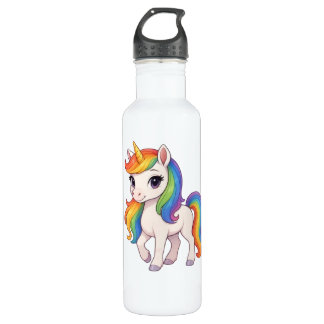 Bouteille D'eau Cute, Colorful Rainbow unicorn 