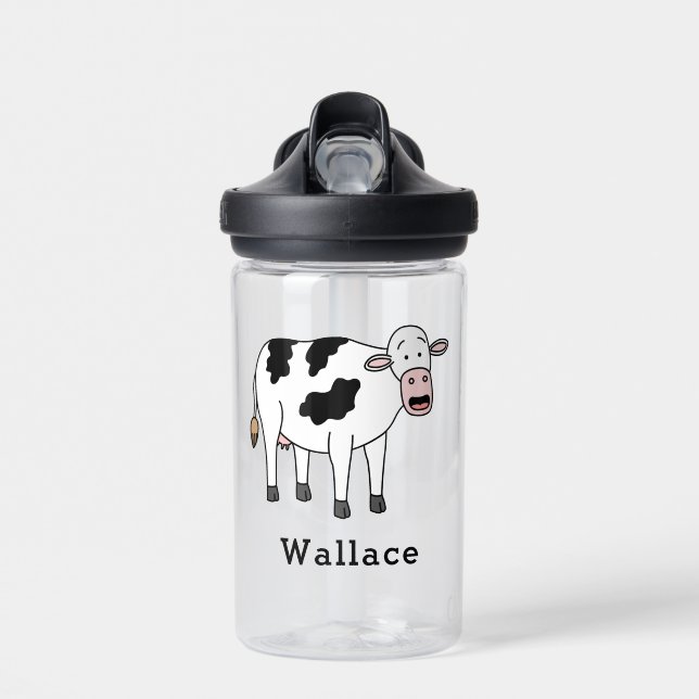 Bouteille D'eau Cute Cow Personnalisé Nom Personnalisé Retour À L' (Avant)