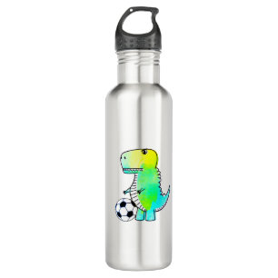 Bouteille D'eau Cute Dinosaur Aime Le Football Aquarelle