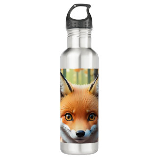 Bouteille D'eau Cute Fox avec arc vert et rose