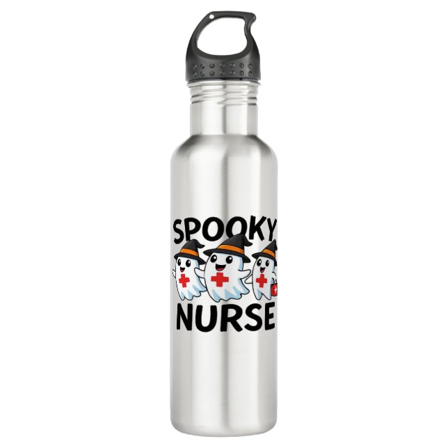 Bouteille D'eau Cute Halloween Nurse Ghosts Cartoon classique T-Sh (Devant)