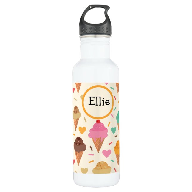 Bouteille D'eau Cute Ice Cream Motif Personnalisé (Devant)