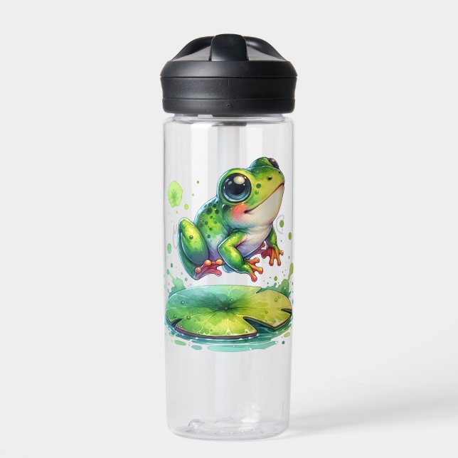 Bouteille D'eau Cute Jumping Frog Whimsical Ai Art (Extérieur)
