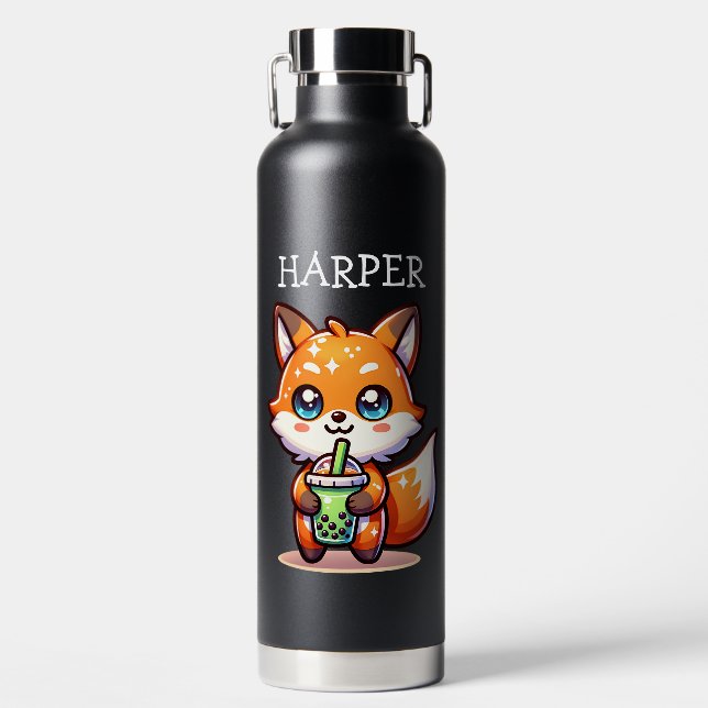 Bouteille D'eau Cute Kawaii Fox avec thé bulle Personnalisé (Avant)