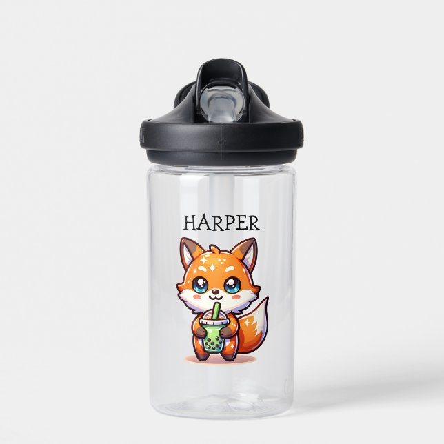 Bouteille D'eau Cute Kawaii Fox avec thé bulle Personnalisé (Avant)