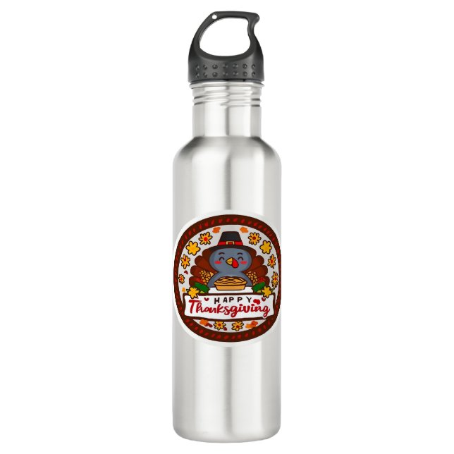 Bouteille D'eau Cute Kawaii Turquie - Bon thanksgiving classique T (Devant)
