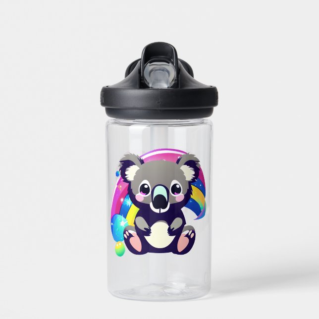 Bouteille D'eau Cute Koala Ours et arc-en-ciel Personnalisé (Avant)