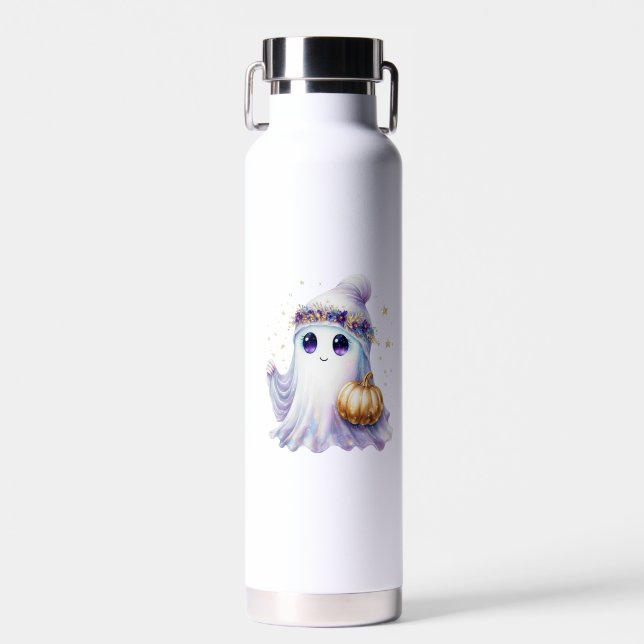Bouteille D'eau Cute Lavendar Purple Ghost Halloween Éffrayant Bou (Avant)