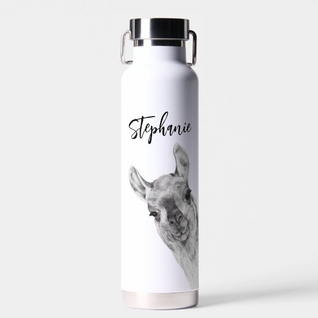 Bouteille D'eau Cute Llama Lover Nom personnalisé (Avant)