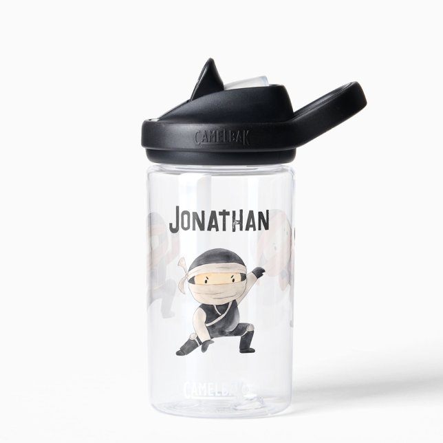 Bouteille D'eau Cute Ninja Kids personnalisé | Nom personnalisé (Créateur téléchargé)
